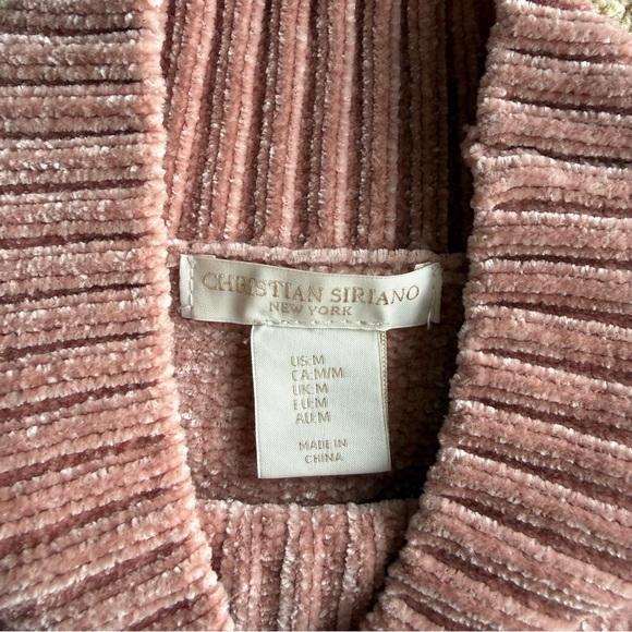 Christian Siriano Chenille Sweater Women M Pink Fair Isle Mock Neck Pullover - Picture 2 of 8